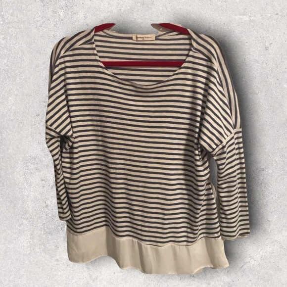 Newbury Kustom Navy and White striped blouse - Picture 3 of 6